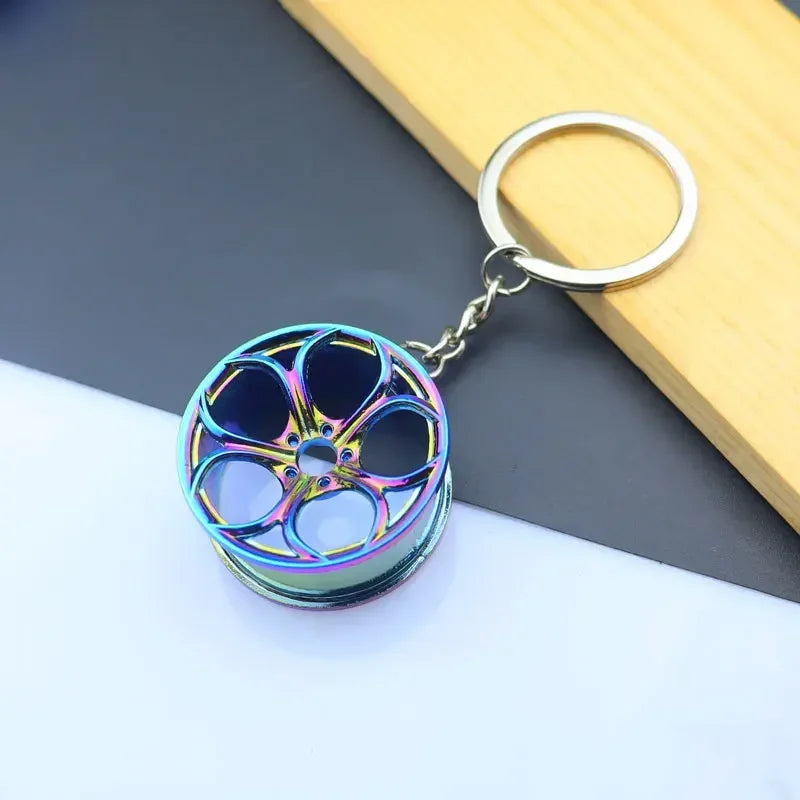 Metal Mini Car Wheel Keychain